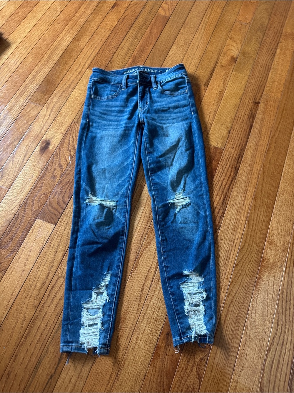 American Eagle Outfitters Ripped Dark Blue Skinny Jeans